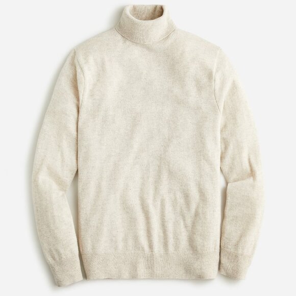 NWT J Crew 100% Cashmere Turtleneck Sweater in Heather Birch Beige - Picture 1 of 2